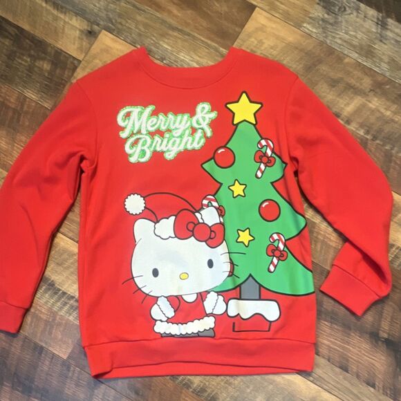 Tops - Hello Kitty by Sanrio Merry & Bright Christmas Red Sweatshirt L Glitter box 1